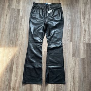 Old Navy Black Flare Leather Pants